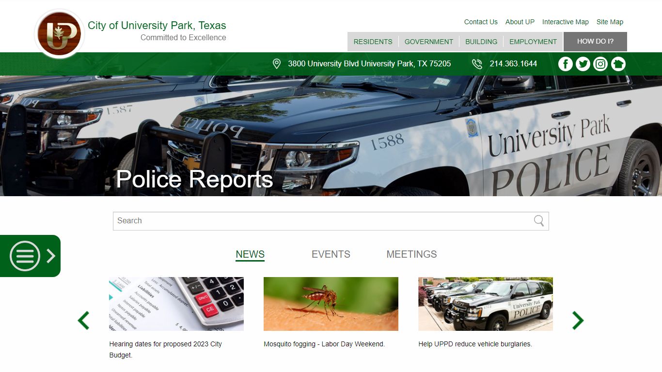 Police Reports | City of University Park, Texas