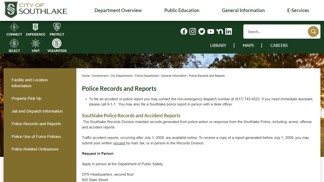 Police Records and Reports | Southlake, TX - Official Website